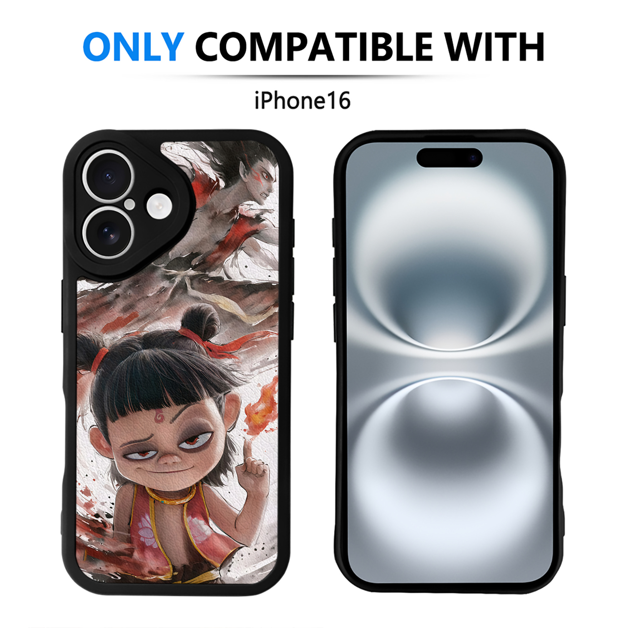 （画像用） Ne Zha 2 ナタ 魔童の大暴れ 【iPhone 16シリーズ対応】シリコンスマホケース（レザー調） 材質：シリコン